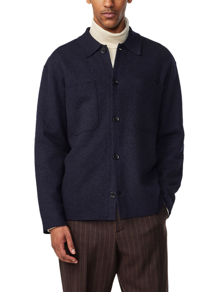 NN.07 Jonas Merino Wool Overshirt, Navy Blue, Navy Blue