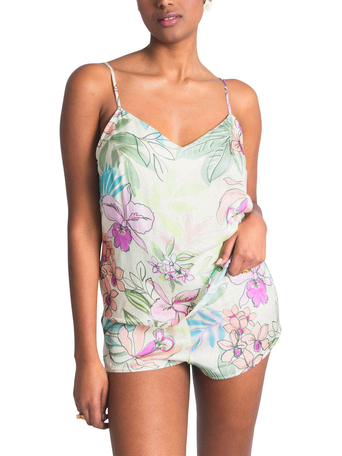 Product image 4 of 6, which shows Maison Lejaby Paradise Cami Pyjama Top, Multi, M