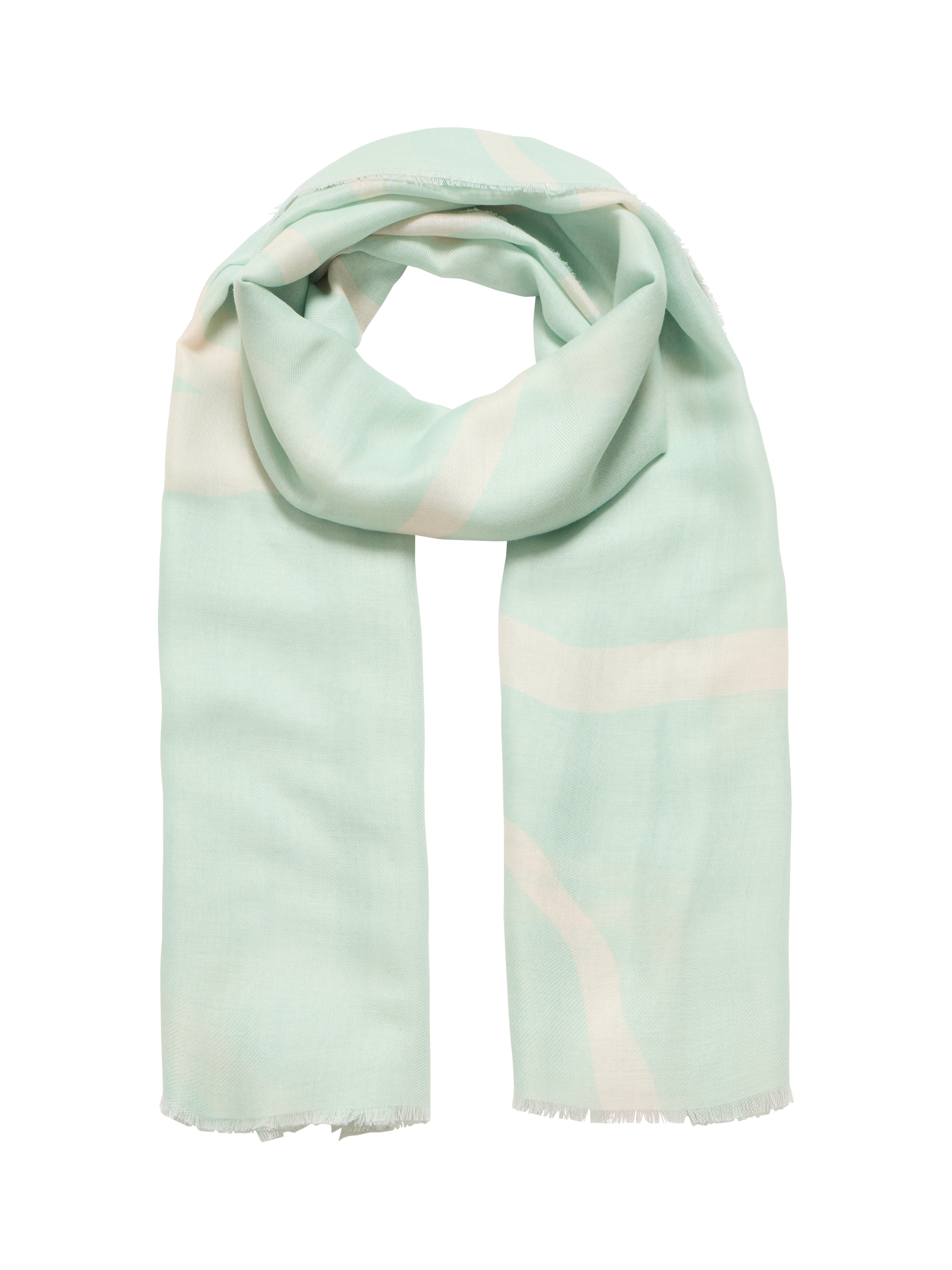 Product image 1 of 2, which shows ICHI Betty Abstract Scarf, Cameo Green