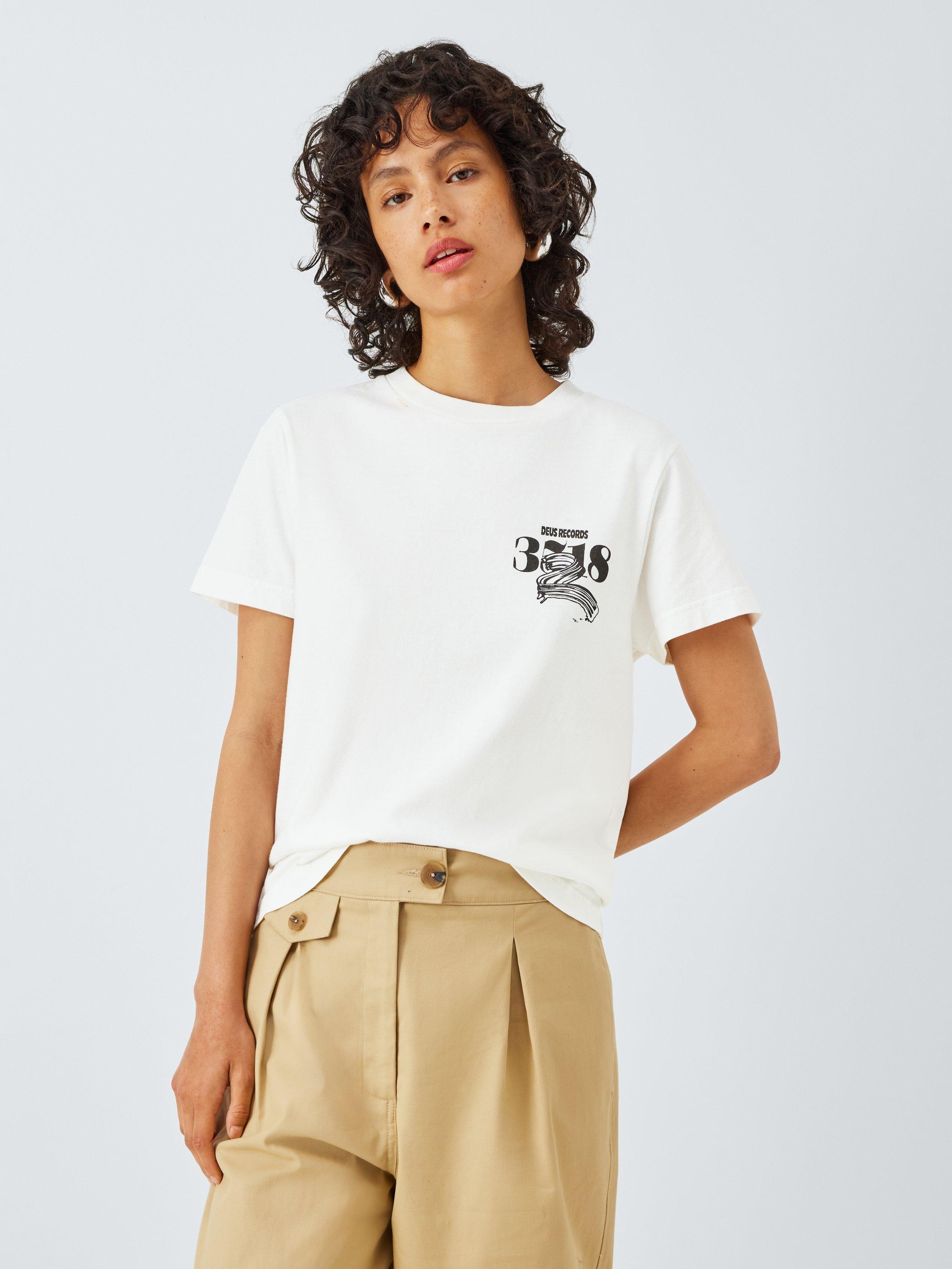 Product image 1 of 6, which shows Deus ex Machina Zounds Cotton T-Shirt, White/Black, XS