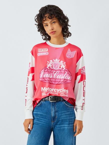 Deus ex Machina Thunder Moto Top, Red/Multi, Red/Multi