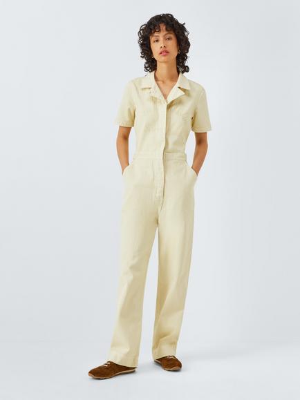 Deus ex Machina Short Sleeve Cotton Jumpsuit, Natural, Natural