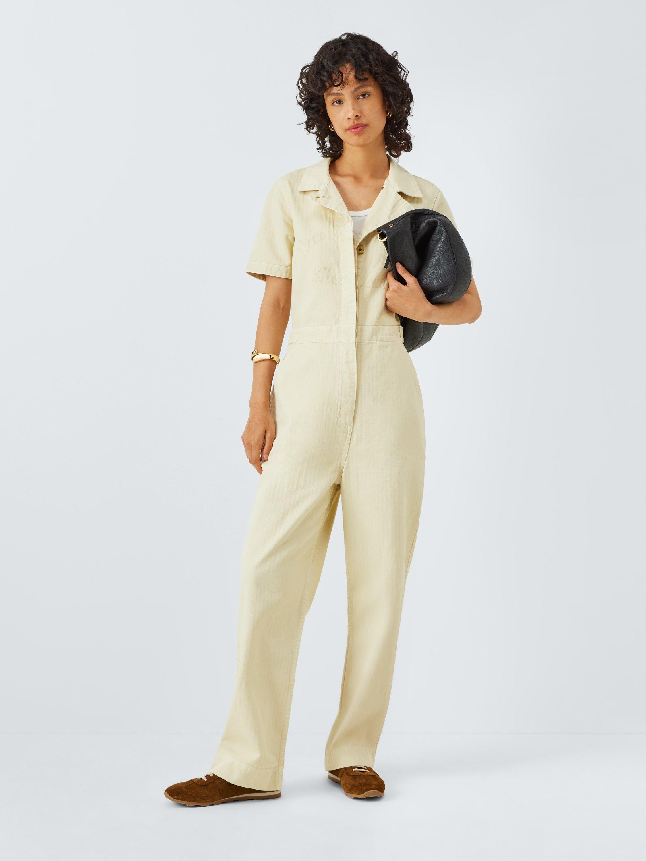 Product image 3 of 6, which shows Deus ex Machina Short Sleeve Cotton Jumpsuit, Natural, XS