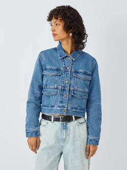 Deus ex Machina Marla Reversible Cropped Denim Nylon Jacket, Blue/Green, Blue/Green