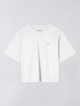 Edwin Beetle Logo Cropped Cotton T-Shirt, White