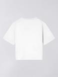 Edwin Beetle Logo Cropped Cotton T-Shirt, White