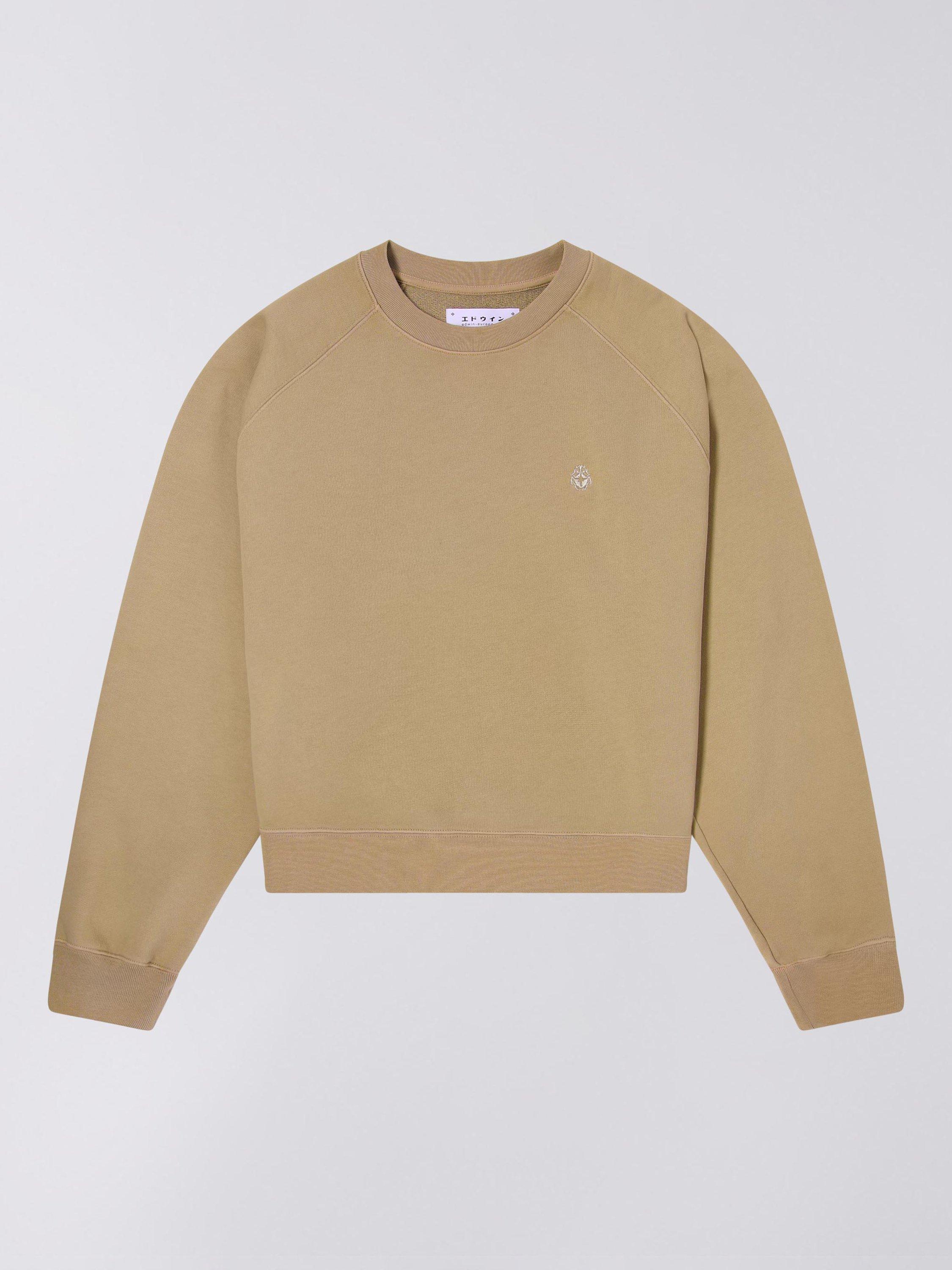 Product image 1 of 2, which shows Edwin Relaxed Fit Cropped Cotton Sweatshirt, Brown, XS