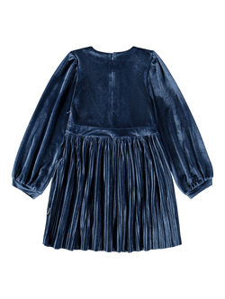 Molo Kids' Cyrilli Velour Long Sleeved Dress, Mystic Blue - view 2, Mystic Blue