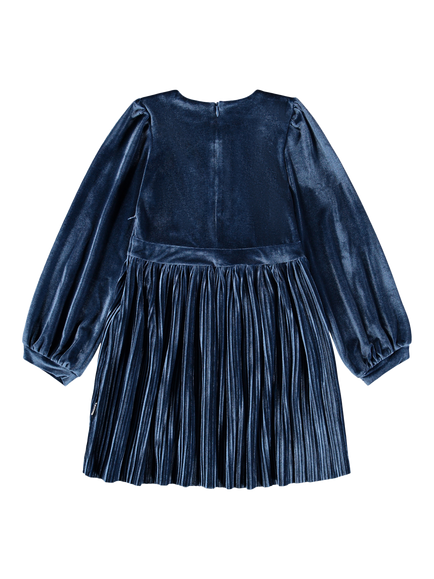 Molo Kids' Cyrilli Velour Long Sleeved Dress, Mystic Blue - view 2, Mystic Blue