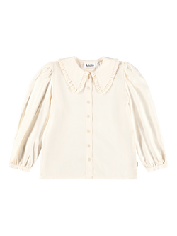 Molo Kids' Robbin Volume Sleeve Peter Pan Shirt, Buttercream, Buttercream