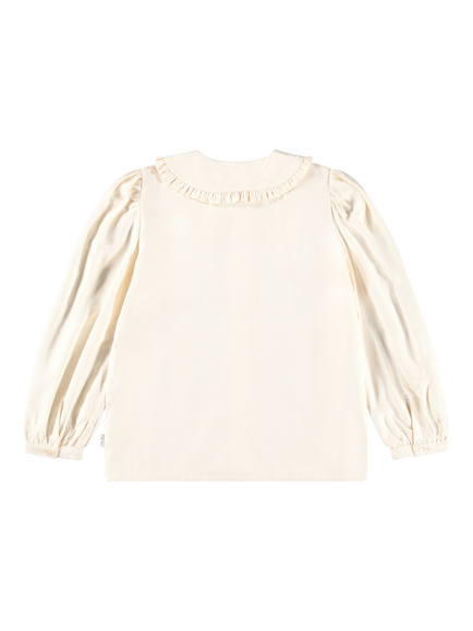 Molo Kids' Robbin Volume Sleeve Peter Pan Shirt, Buttercream - view 2, Buttercream