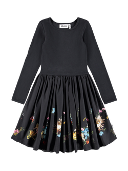 Molo Kids' Casie Cotton Long Sleeved Dress, Paisley Border, Paisley Border