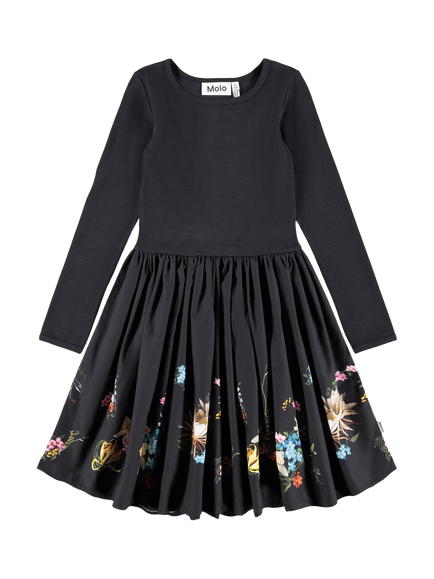 Molo Kids' Casie Cotton Long Sleeved Dress, Paisley Border, Paisley Border