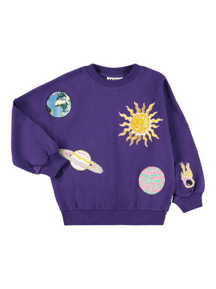 Molo Kids' Marika Relaxed Embroidered Sweatshirt, Sparkle Space, Sparkle Space