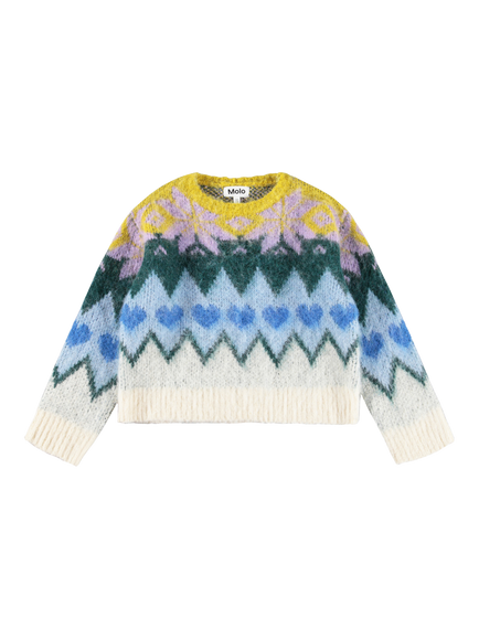 Molo Kids' Glenda Wool Blend Jumper, Grande Nordic, Grande Nordic