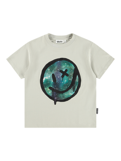Molo Kids' Riley Cotton Face Print T-Shirt, Drippy Moon, Drippy Moon