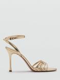 Mango Nota Stiletto Heel Strappy Sandals, Gold