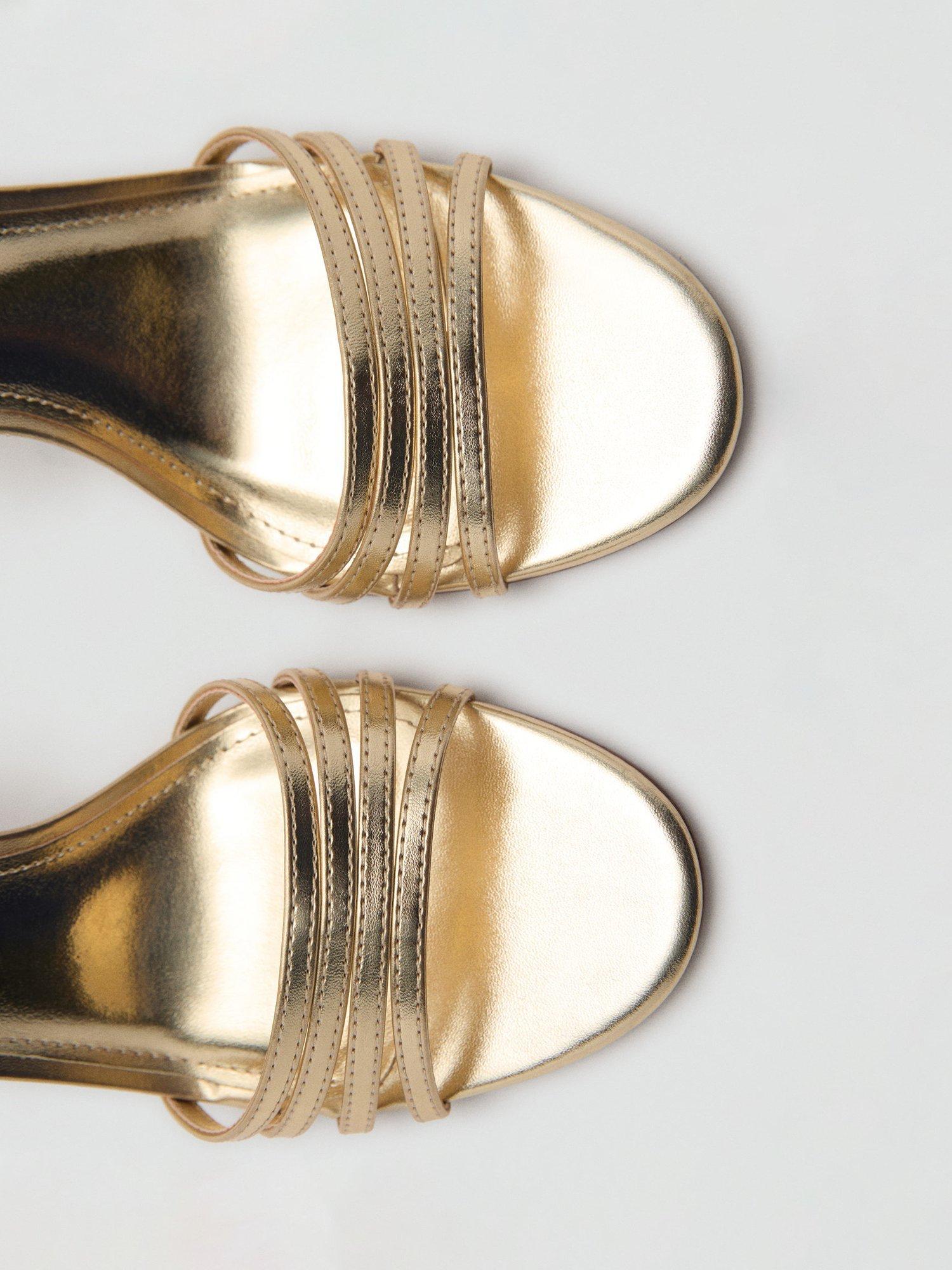 Product image 5 of 6, which shows Mango Nota Stiletto Heel Strappy Sandals, Gold, 2