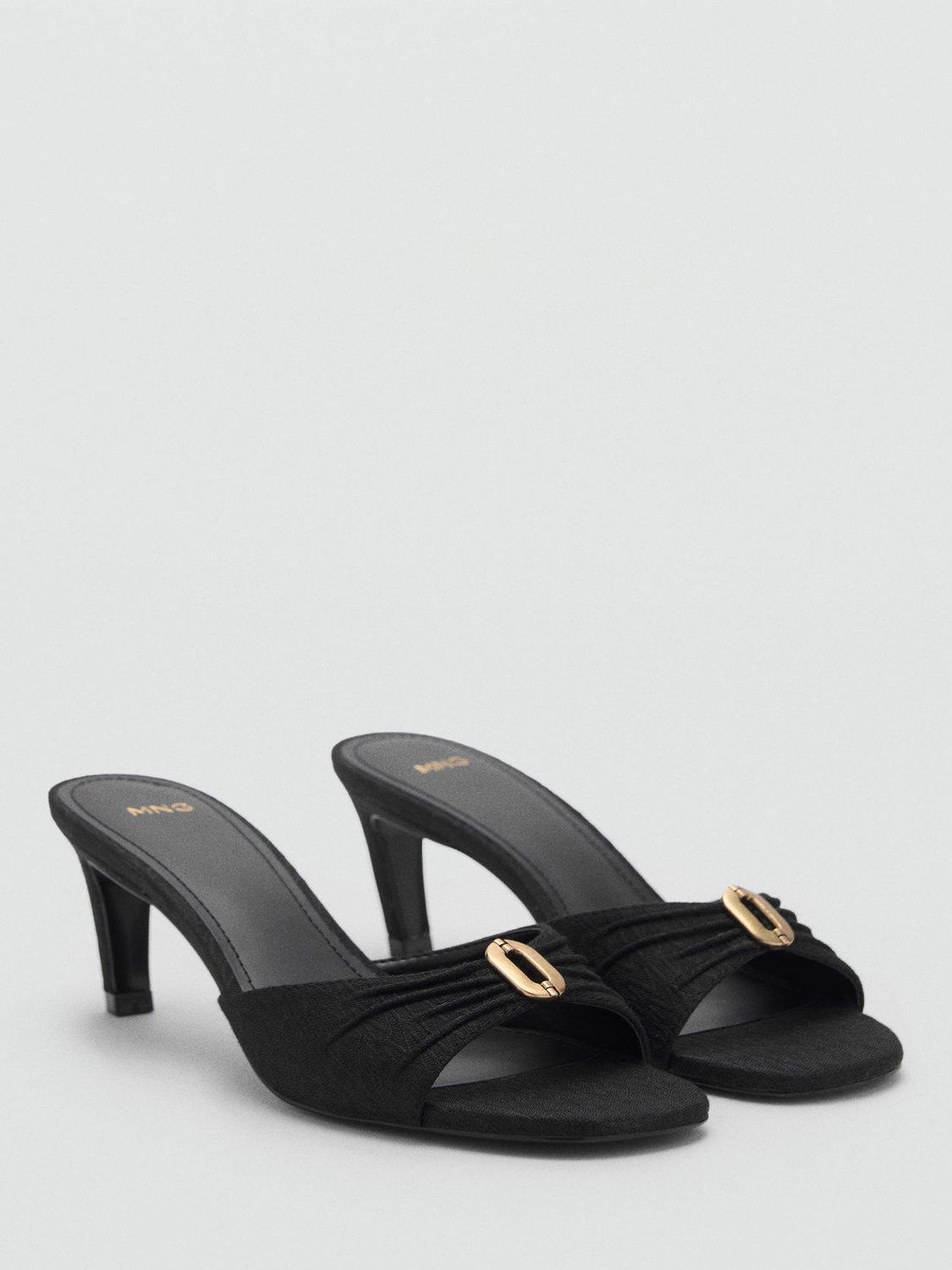 Product image 2 of 3, which shows Mango Piece Heeled Mule Sandals, Black, 2