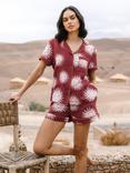 Chelsea Peers Bohemian Sun Cheesecloth Cotton Shorty Pyjama Set, Red