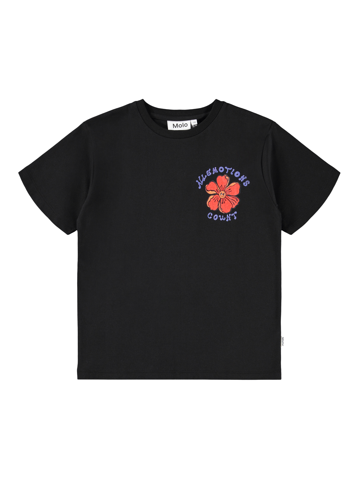 Product image 1 of 3, which shows Molo Kids' Riley Cotton Short Sleeve Graphic Print T-Shirt, All Emotions, 4 years