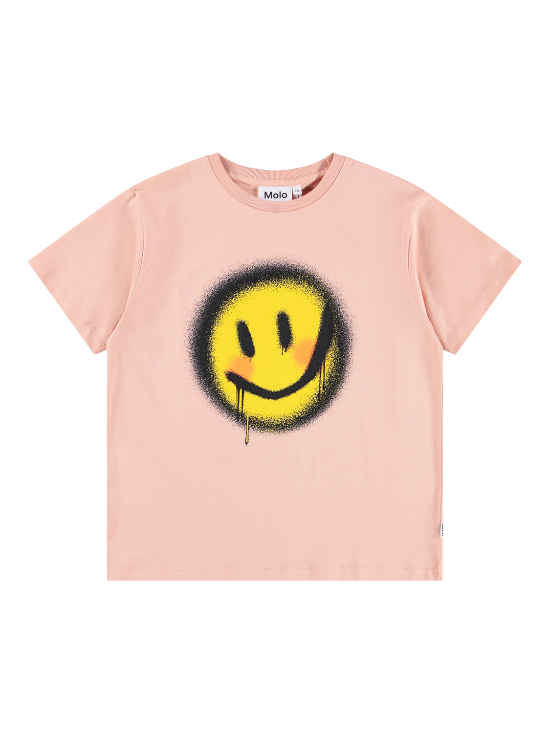 Product image 1 of 4, which shows Molo Kids' Riley Cotton Loose Fit Face Print T-Shirt, Blushing, 4 years