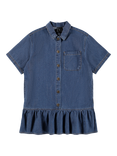 Molo Kids' Celise Denim Button Dress, Blue Vintage