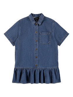 Molo Kids' Celise Denim Button Dress, Blue Vintage, Blue Vintage