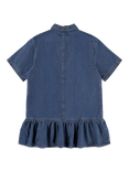 Molo Kids' Celise Denim Button Dress, Blue Vintage