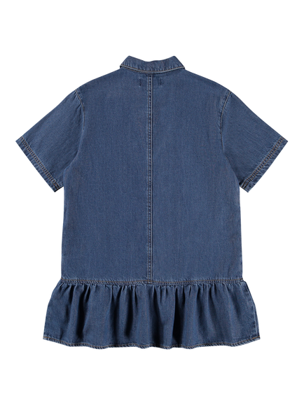 Molo Kids' Celise Denim Button Dress, Blue Vintage - view 2, Blue Vintage