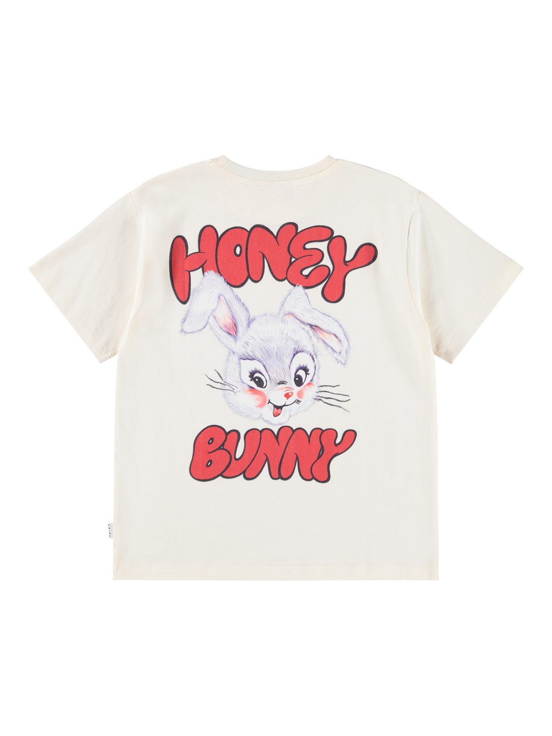 Product image 2 of 4, which shows Molo Kids' Riley Cotton Bunny Print T-Shirt, Buttercream, 4 years