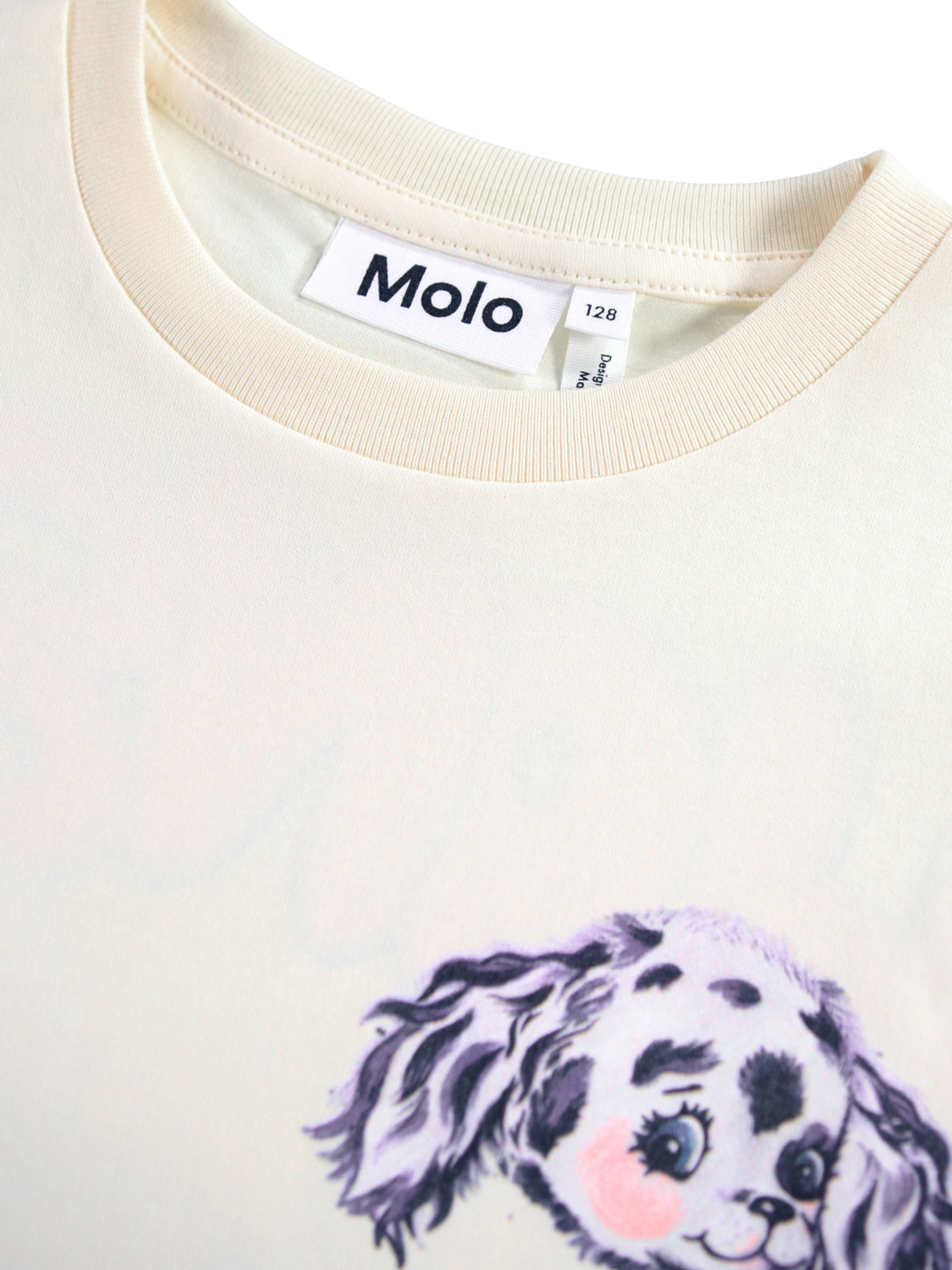 Product image 3 of 4, which shows Molo Kids' Riley Cotton Bunny Print T-Shirt, Buttercream, 4 years