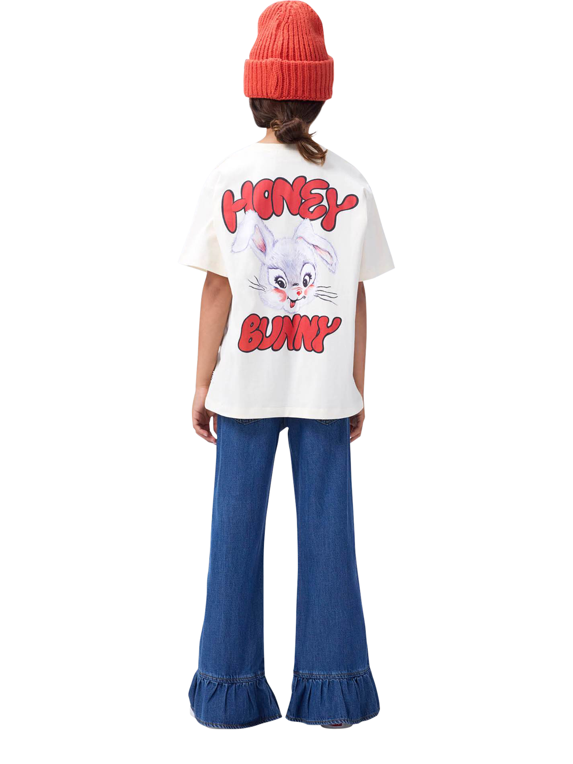 Product image 4 of 4, which shows Molo Kids' Riley Cotton Bunny Print T-Shirt, Buttercream, 4 years