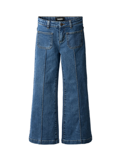 Molo Kids' Adina Cotton Flared Trousers, Washed Vintage, Washed Vintage