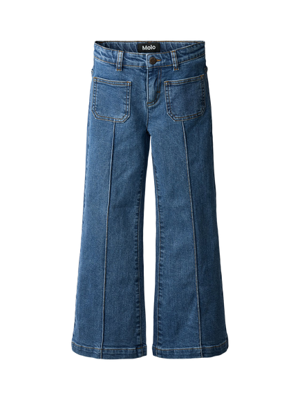 Molo Kids' Adina Cotton Flared Trousers, Washed Vintage, Washed Vintage