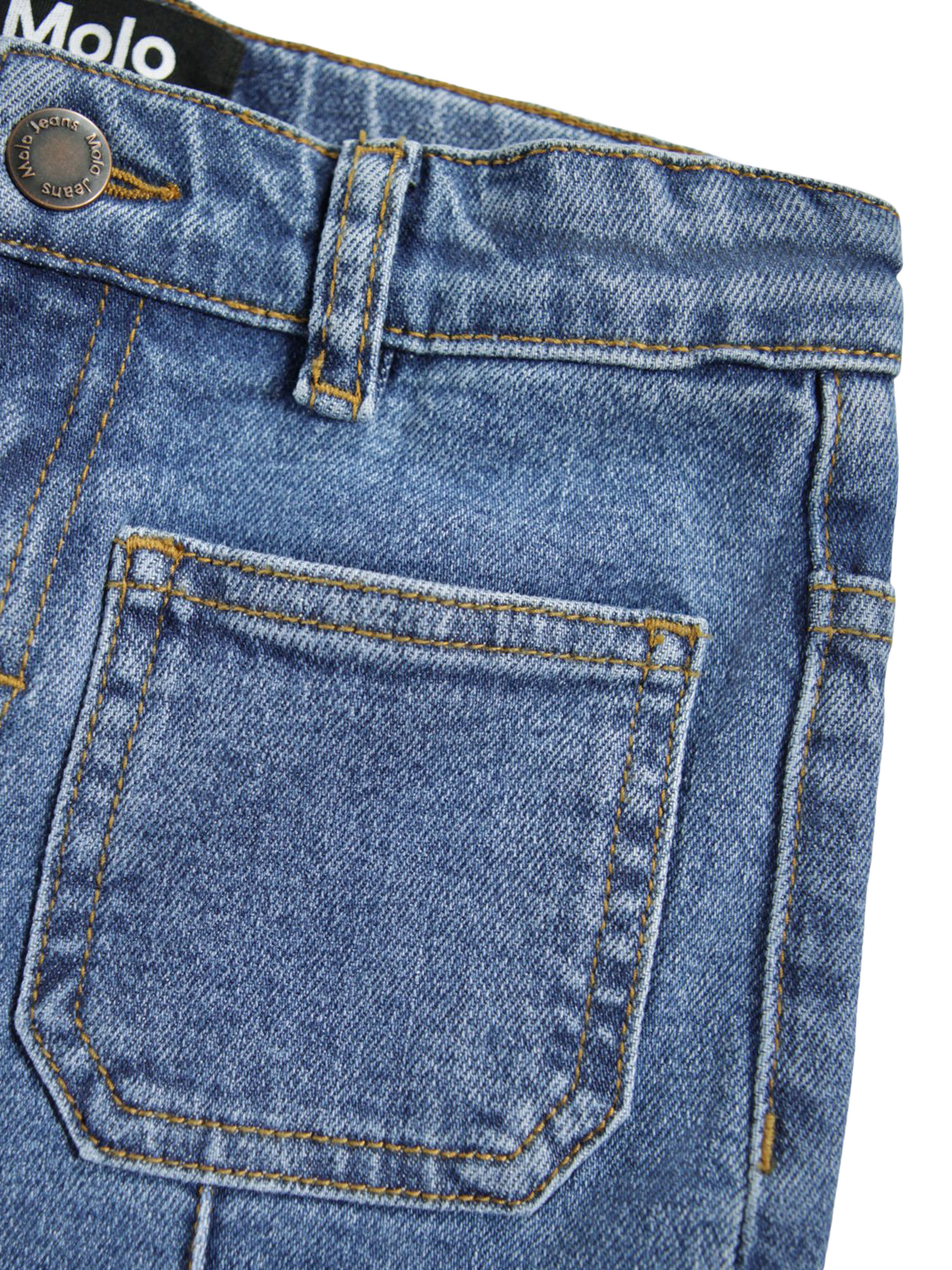 Product image 3 of 6, which shows Molo Kids' Adina Cotton Flared Trousers, Washed Vintage, 4 years