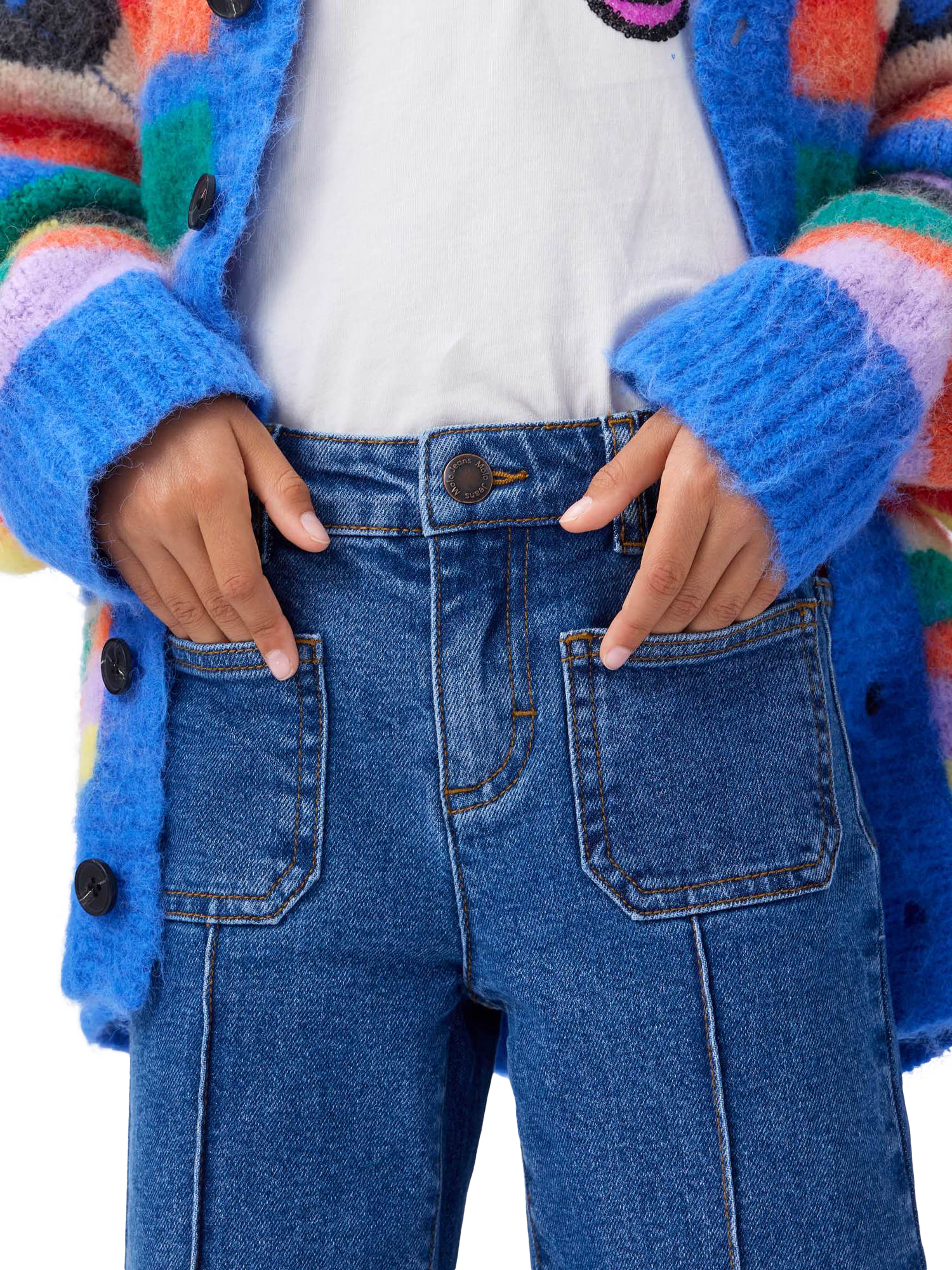 Product image 5 of 6, which shows Molo Kids' Adina Cotton Flared Trousers, Washed Vintage, 4 years