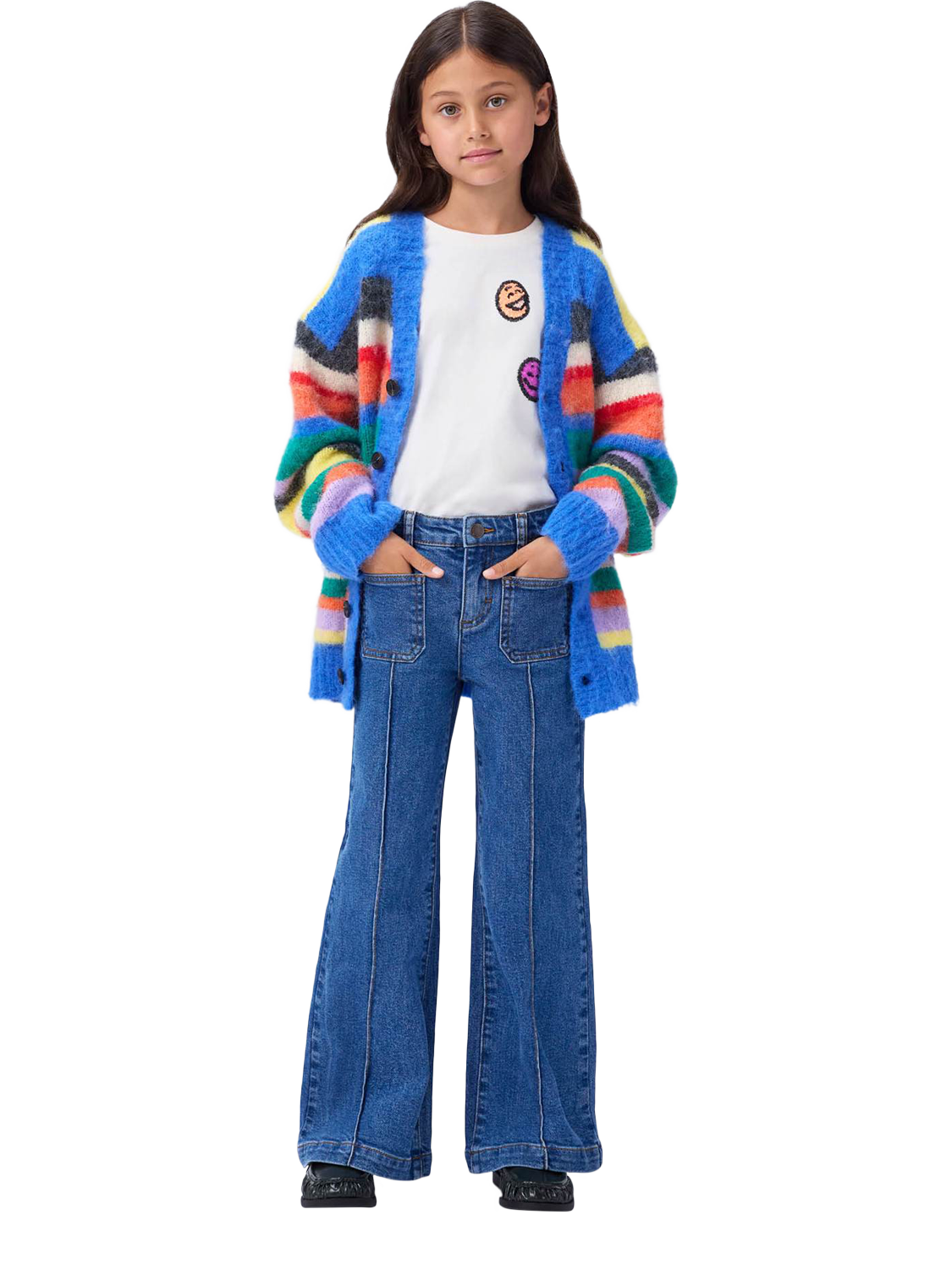 Product image 6 of 6, which shows Molo Kids' Adina Cotton Flared Trousers, Washed Vintage, 4 years