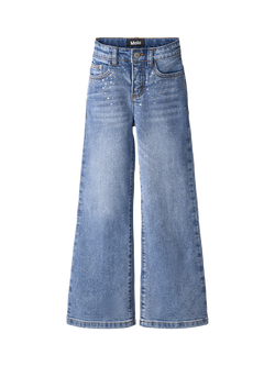 Molo Kids' Asta Wide Leg Jeans, Rhinestone Denim, Rhinestone Denim