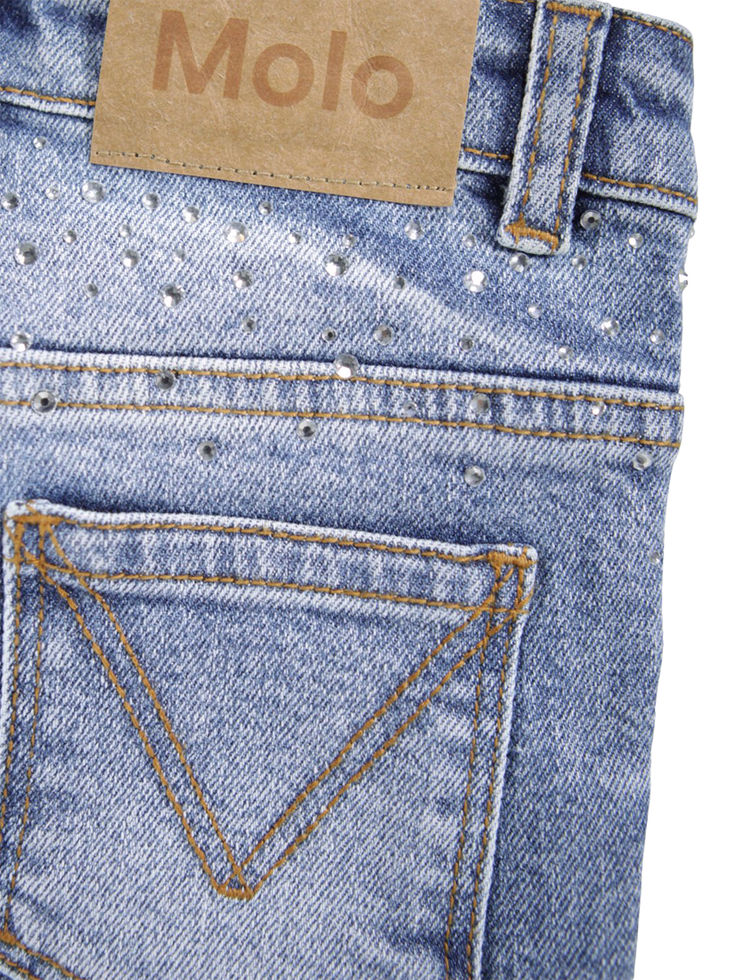 Product image 3 of 5, which shows Molo Kids' Asta Wide Leg Jeans, Rhinestone Denim, 4 years