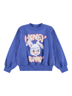 Molo Kids' Marge Cotton Round Neck Sweatshirt, Violet Blue, Violet Blue