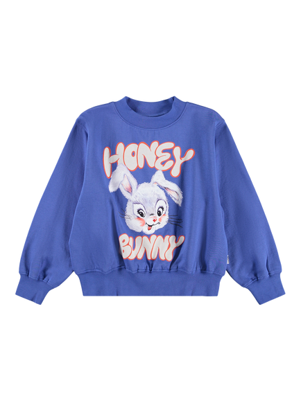 Molo Kids' Marge Cotton Round Neck Sweatshirt, Violet Blue, Violet Blue
