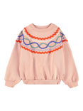 Molo Kids' Marilyn Cotton Raglan Sleeve Ribbon Sweatshirt, Rose Cloud