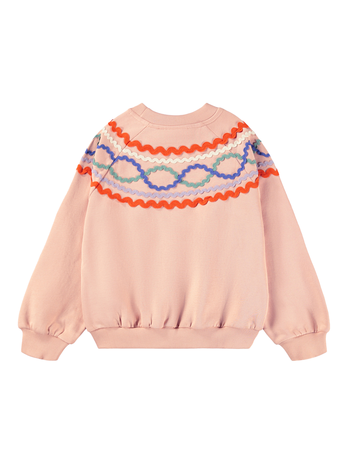 Product image 2 of 3, which shows Molo Kids' Marilyn Cotton Raglan Sleeve Ribbon Sweatshirt, Rose Cloud, 4 years