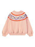 Molo Kids' Marilyn Cotton Raglan Sleeve Ribbon Sweatshirt, Rose Cloud