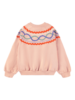 Molo Kids' Marilyn Cotton Raglan Sleeve Ribbon Sweatshirt, Rose Cloud - view 2, Rose Cloud