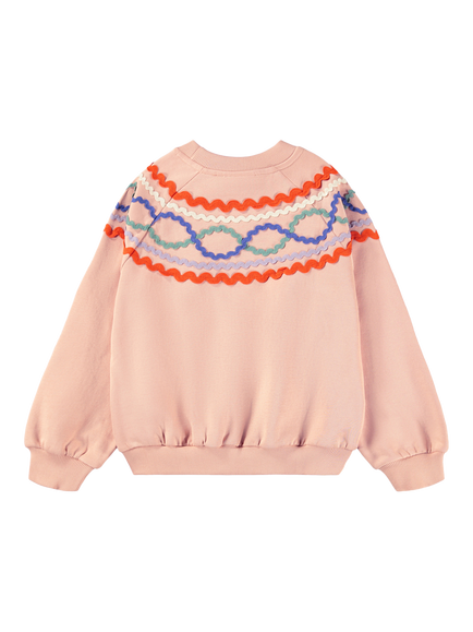 Molo Kids' Marilyn Cotton Raglan Sleeve Ribbon Sweatshirt, Rose Cloud - view 2, Rose Cloud