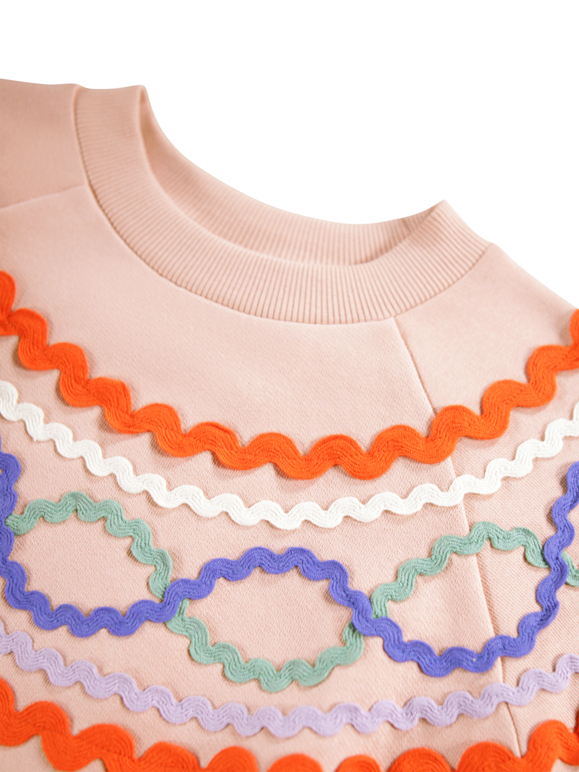 Product image 3 of 3, which shows Molo Kids' Marilyn Cotton Raglan Sleeve Ribbon Sweatshirt, Rose Cloud, 4 years