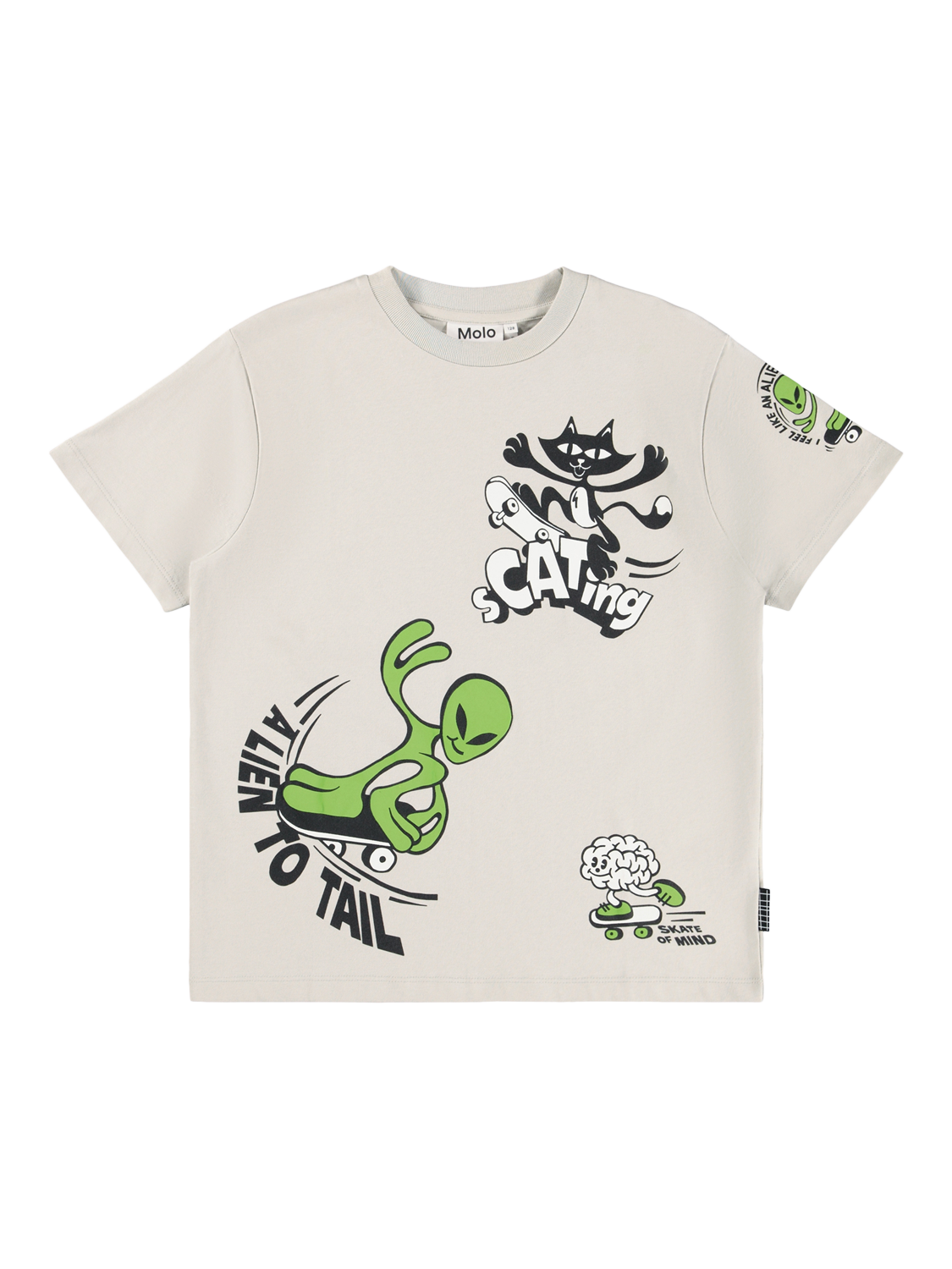 Product image 1 of 4, which shows Molo Kids' Cotton Rodney Printed T-Shirt, A Linen To Rail, 4 years