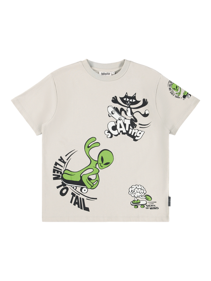 Molo Kids' Cotton Rodney Printed T-Shirt, A Linen To Rail, A Linen To Rail